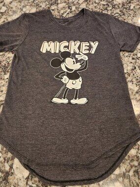 Disney Women's Medium Mickey Mouse Short Sleeve T-Shirt Gray Official Disney